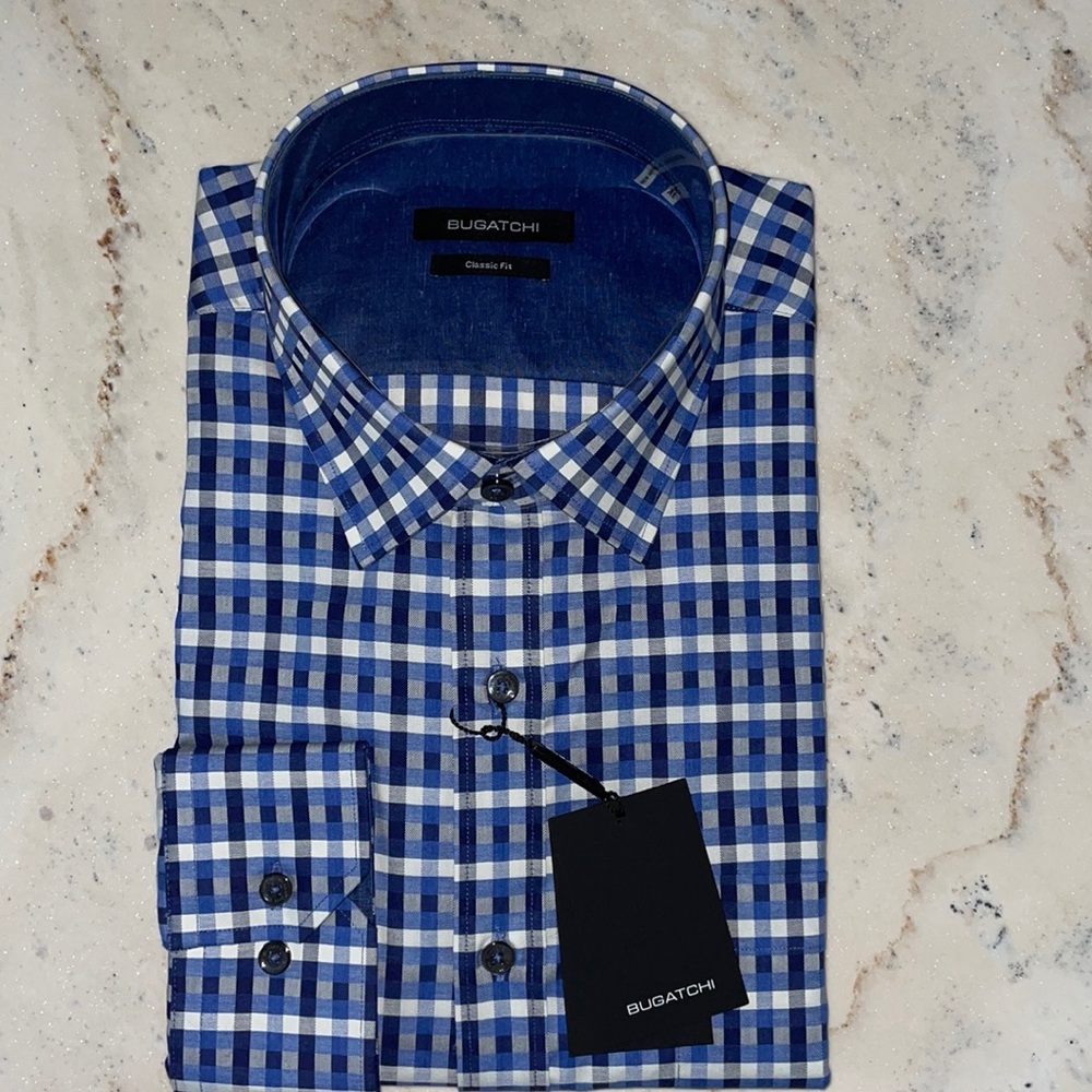 NWT BUGATCHI Men’s Classic Fit Dress Shirt